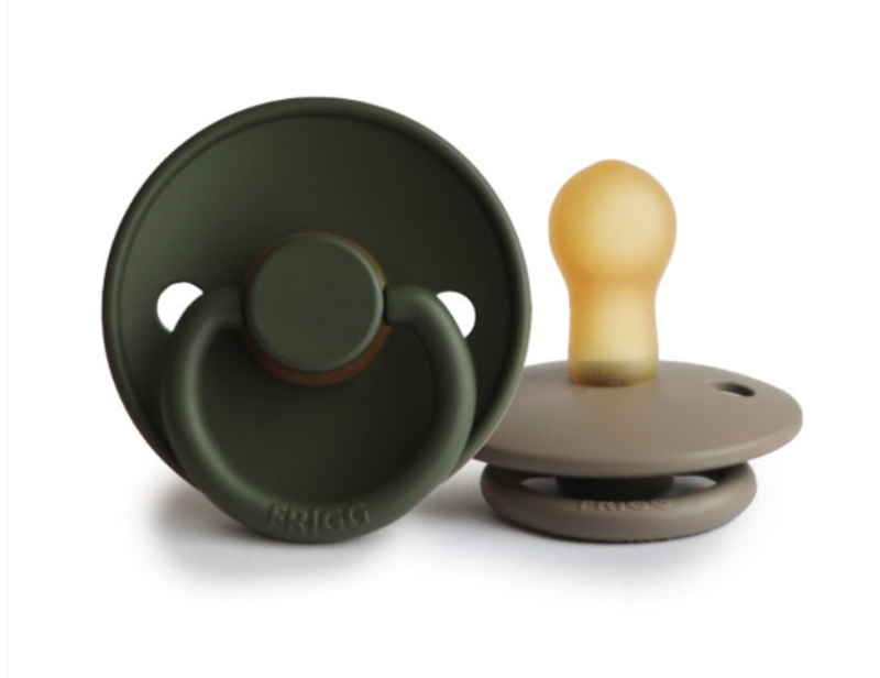 Mushie Pack of 2 Frigg rubber pacifiers - Portobello & Olive