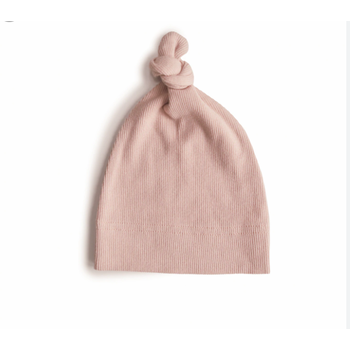 Mushie Organic cotton bow hat 0-3 months- Blush