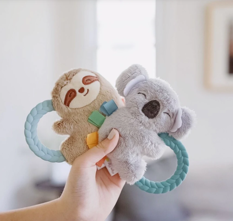 Itzy Ritzy Plush rattle with teething ring - Sloth