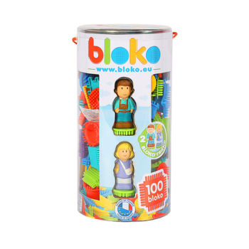 Bloko Tube 100pcs Bloko avec 2 figurines 3D*Famille