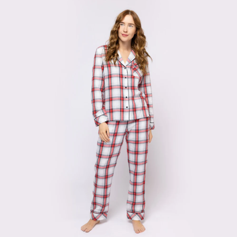 Petit Lem Women's red classic check flannel pajama set