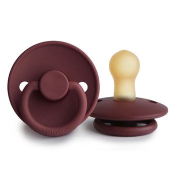 Mushie Frigg Natural Rubber Pacifier 0-6M Stage 1, Cabernet