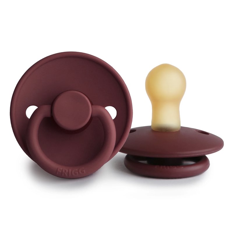 Mushie Frigg Natural Rubber Pacifier 0-6M Stage 1, Cabernet