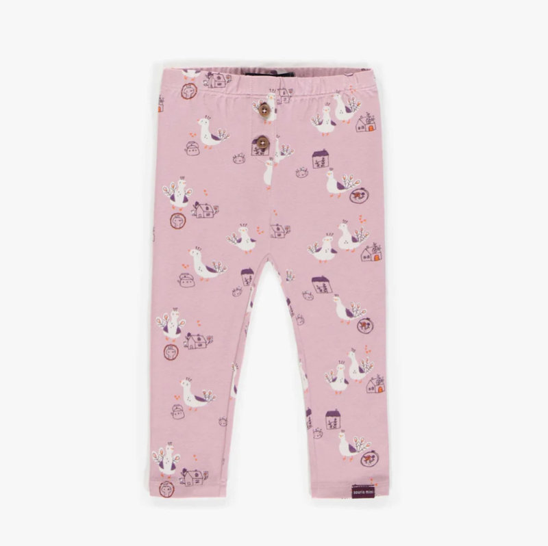 Souris Mini Pink cotton patterned leggings