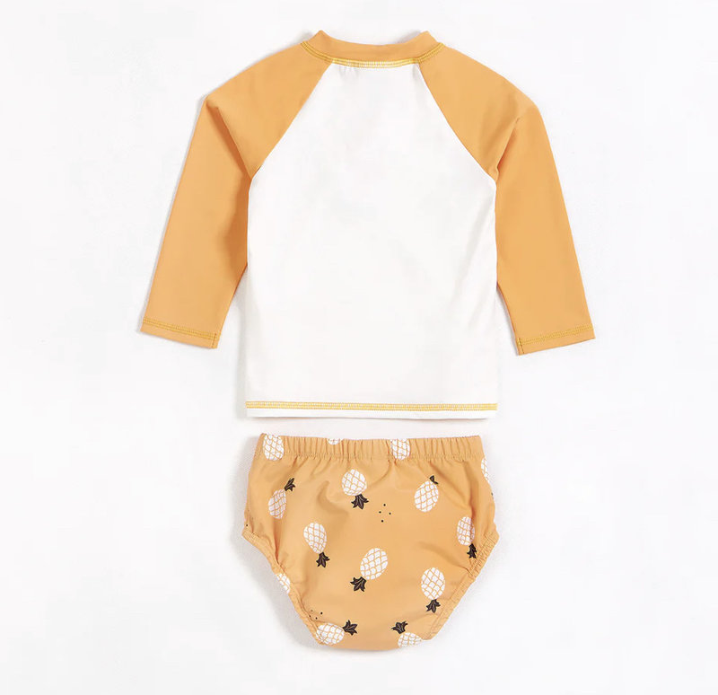 Petit Lem Raglan Rashguard and Pineapple Print Swim Diaper Set