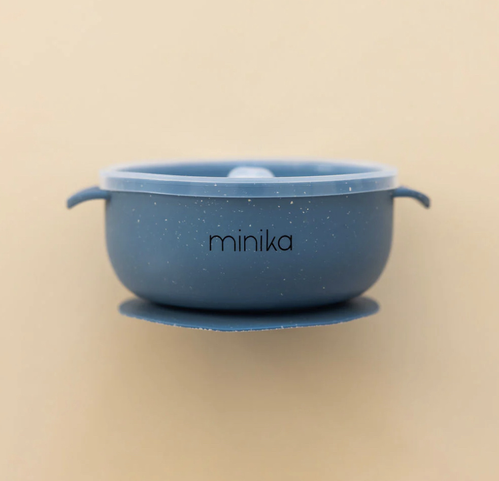 Minika Silicone bowl with lid-Indigo