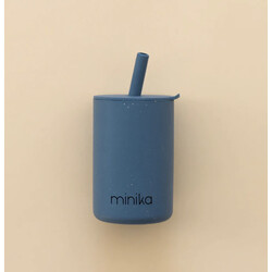 Minika Verre avec paille et couvercle - Indigo