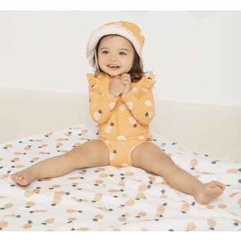 Petit Lem Pineapples on Sunset Long Sleeve One-Piece Swimsuit