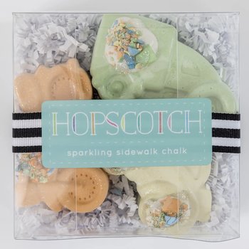 Hopscotch Box of 3 sparkling sidewalk chalk-Let's go