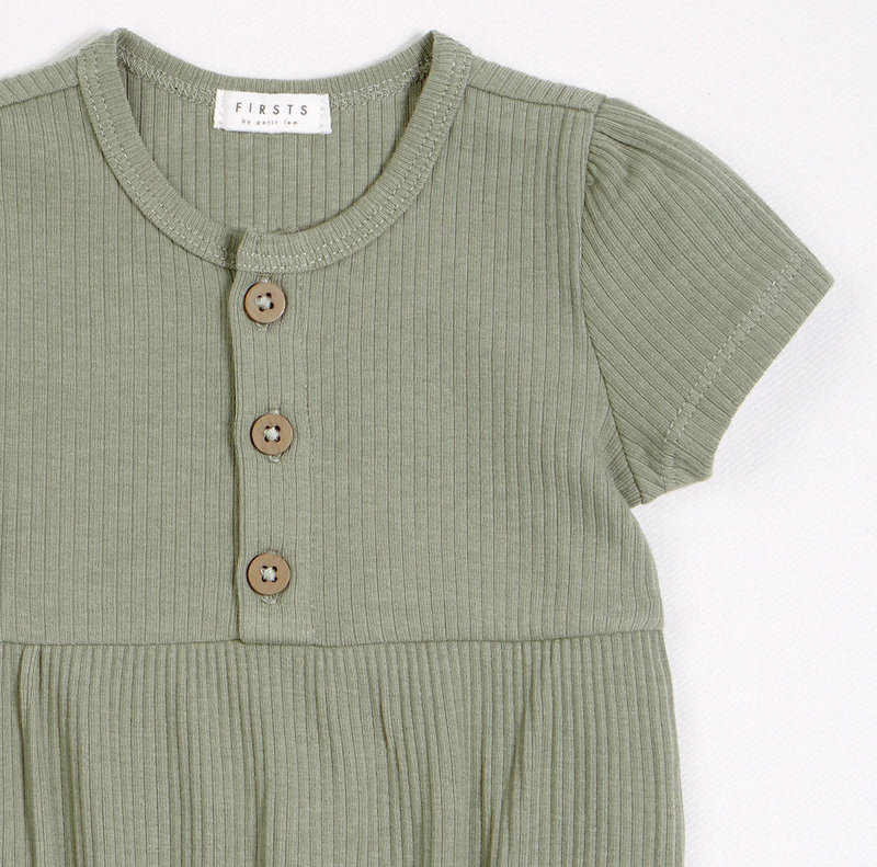 Petit Lem Sage Leaf Modal Rib Bubble Romper