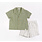 Petit Lem Sage Leaf Crosshatch Linen Blend Shirt and Shorts Set