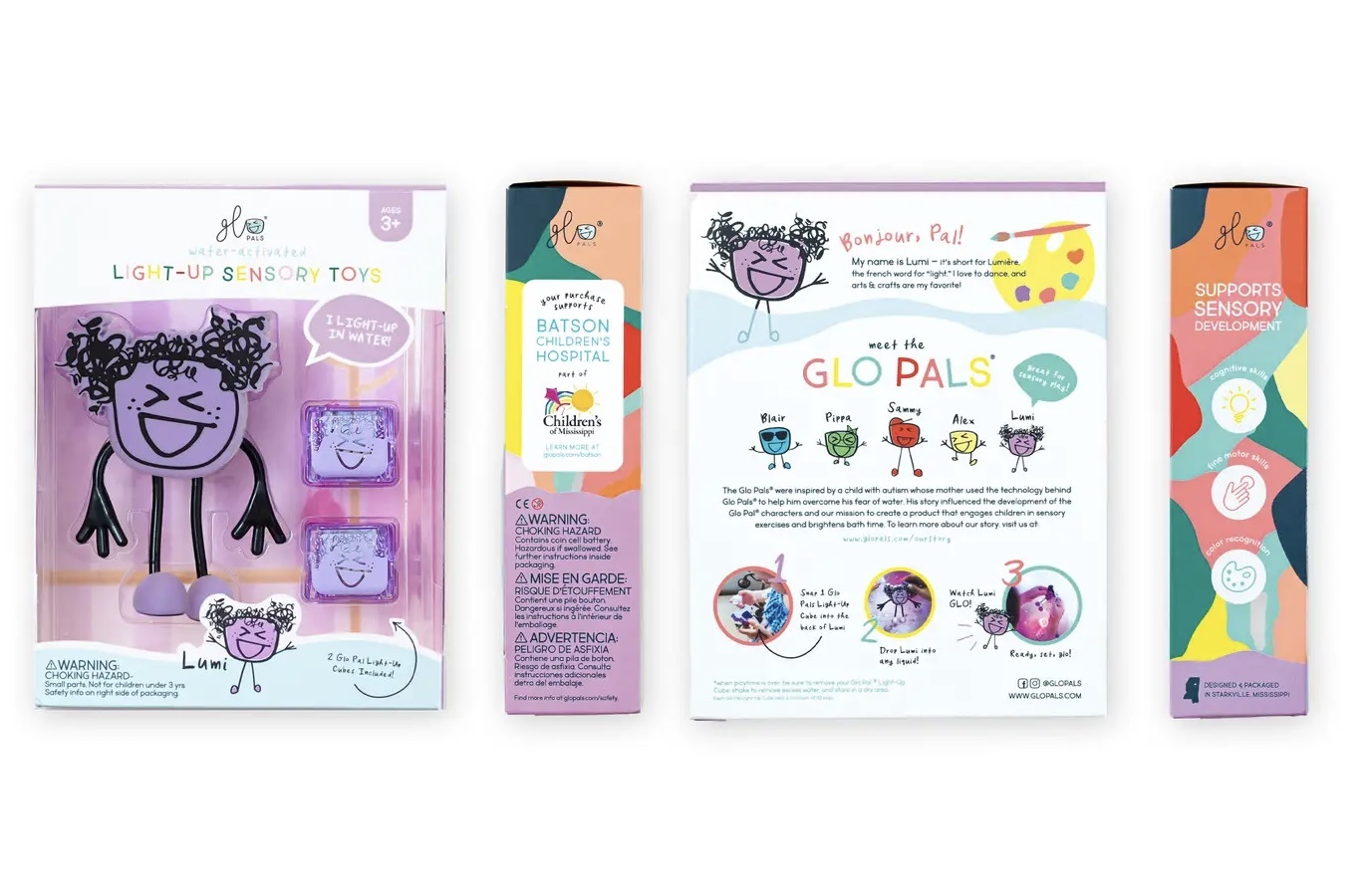 Glo Pals Lumi-Personnage avec 2 cubes lumineux activés par l'eau