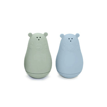 Ñouka Set of 2 Silicone Bear Bath Toys -Leaf/Lily blue