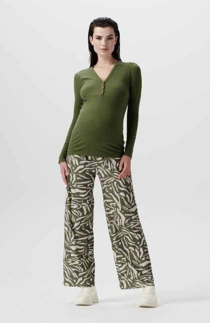 Robe maternite/allaitement manche longue-Olive - Hello & Co - Magasin de b?�b?�