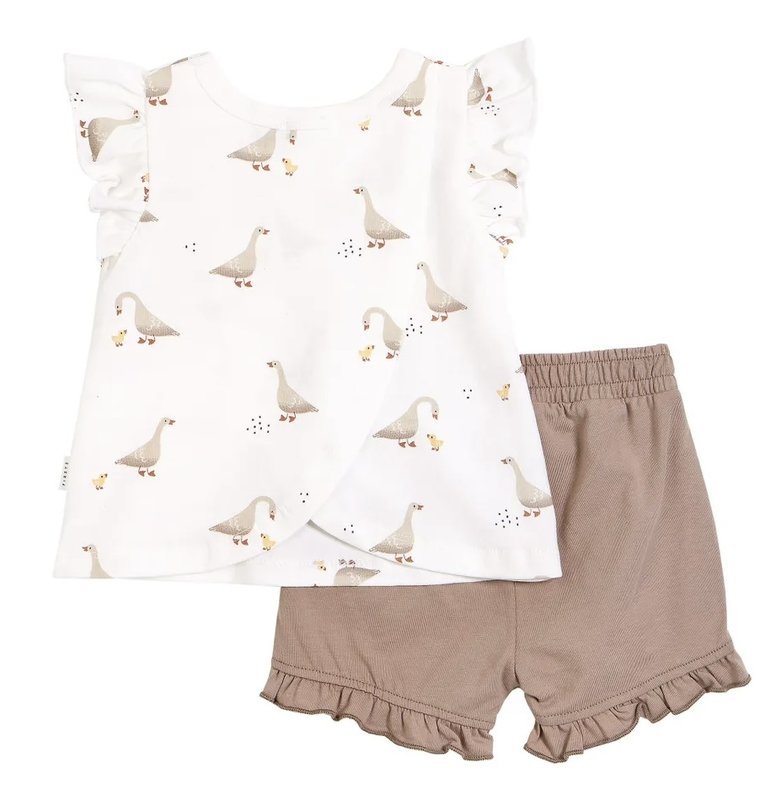 Petit Lem Mother Goose Print Shorts and shirt Set