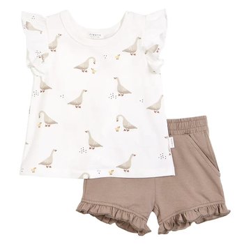 Petit Lem Mother Goose Print Shorts and shirt Set