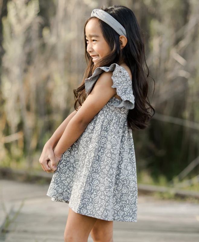 Rylee + Cru Dress, Mariposa with flower print - Grey