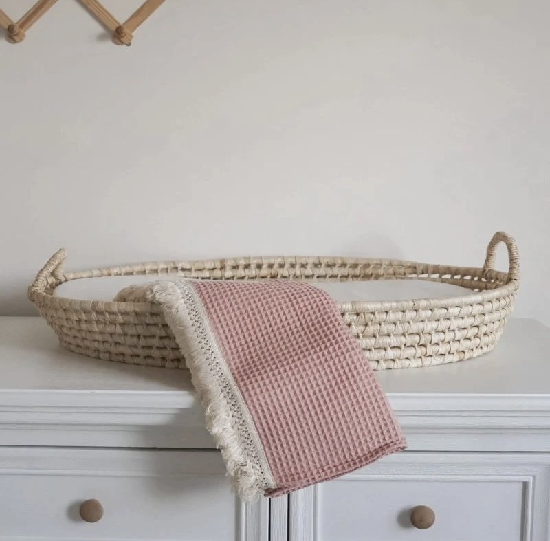 Mustbe Baby Thin organic waffle blanket- vintage pink