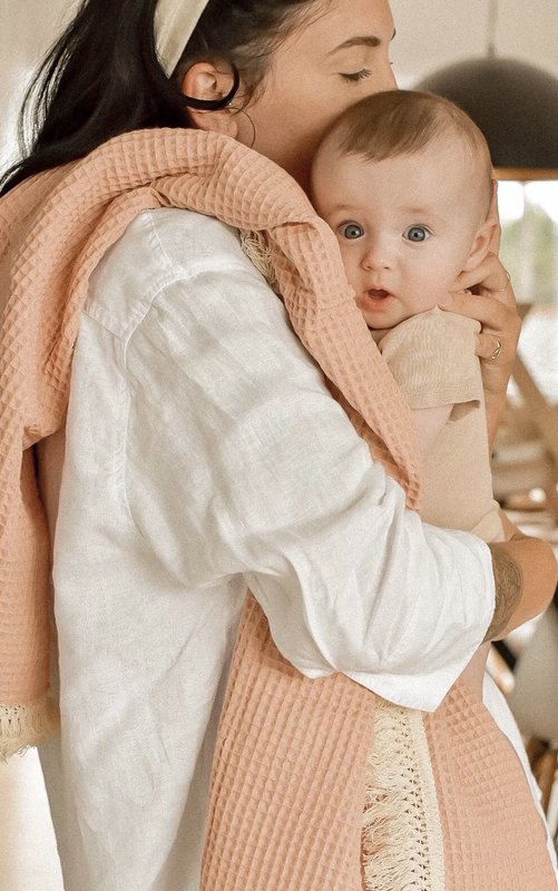 Mustbe Baby Couverture gaufrée mince-Rose vintage