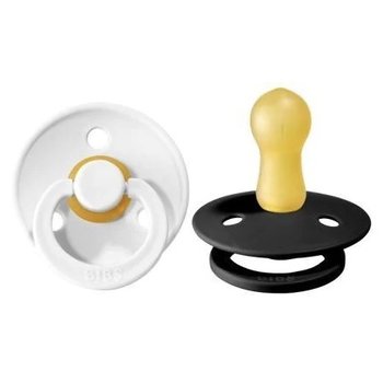 Bibs Set of  2 latex pacifiers 0-6 months - Black/White