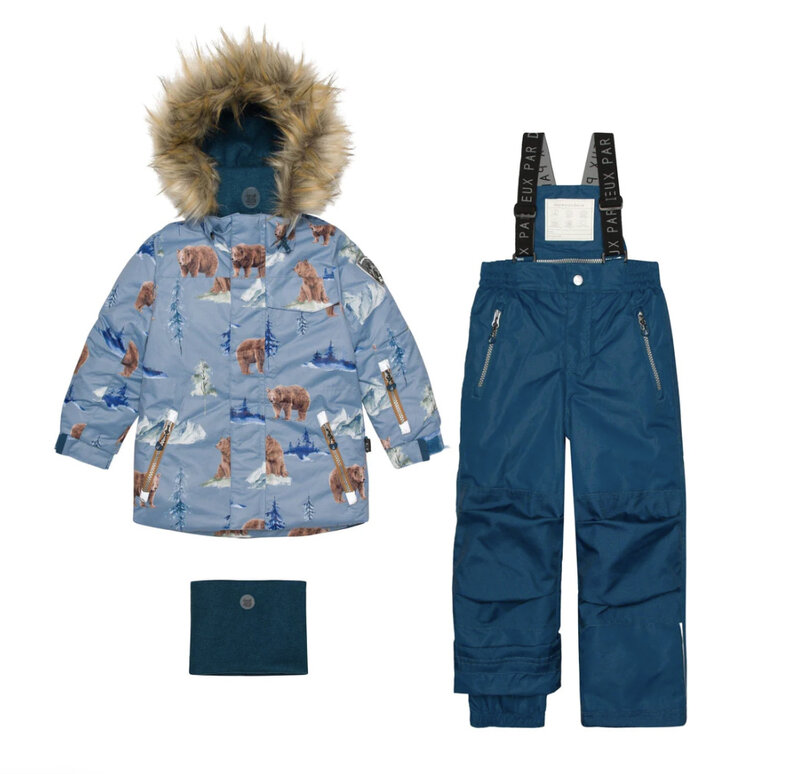 Deux par Deux Combinaisons de neige deux pièces pour bébé garçon, vêtements  d'hiver pour tout-petits, Imprimé Ours Chocolat Et Bleu - F10Q502_180 :  : Mode