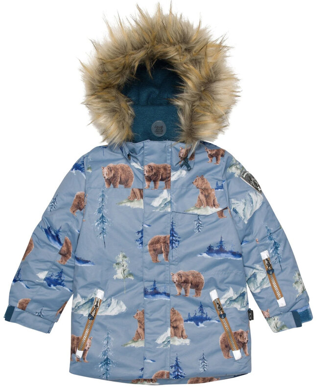 Deux Par Deux Two Piece Snowsuit Teal Blue With Bear Print