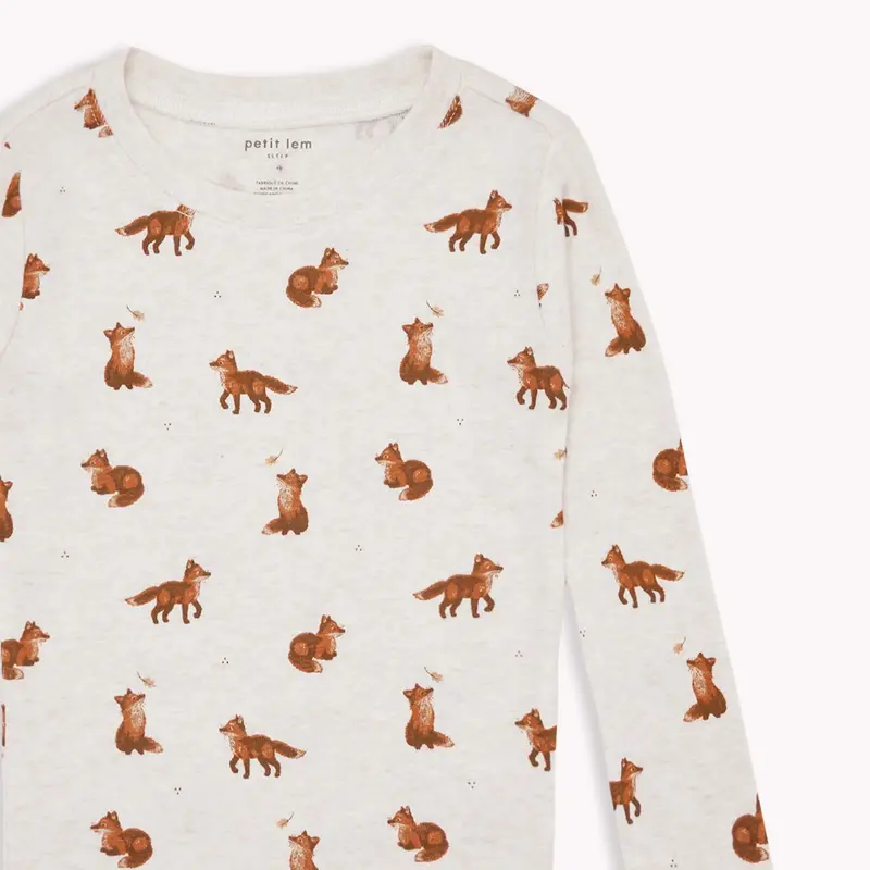 Petit Lem Ensemble pyjama avoine à imprimé de renards