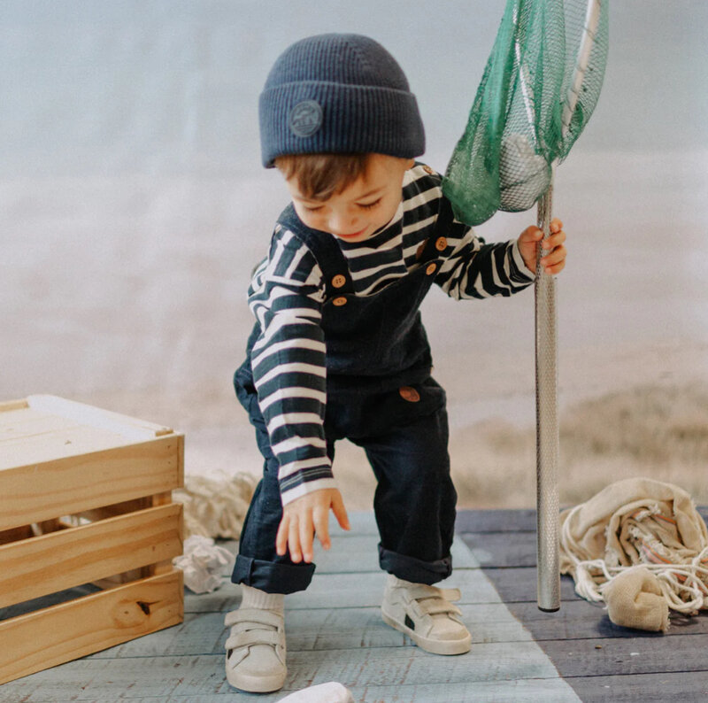 Souris Mini Navy relaxed overalls in corduroy