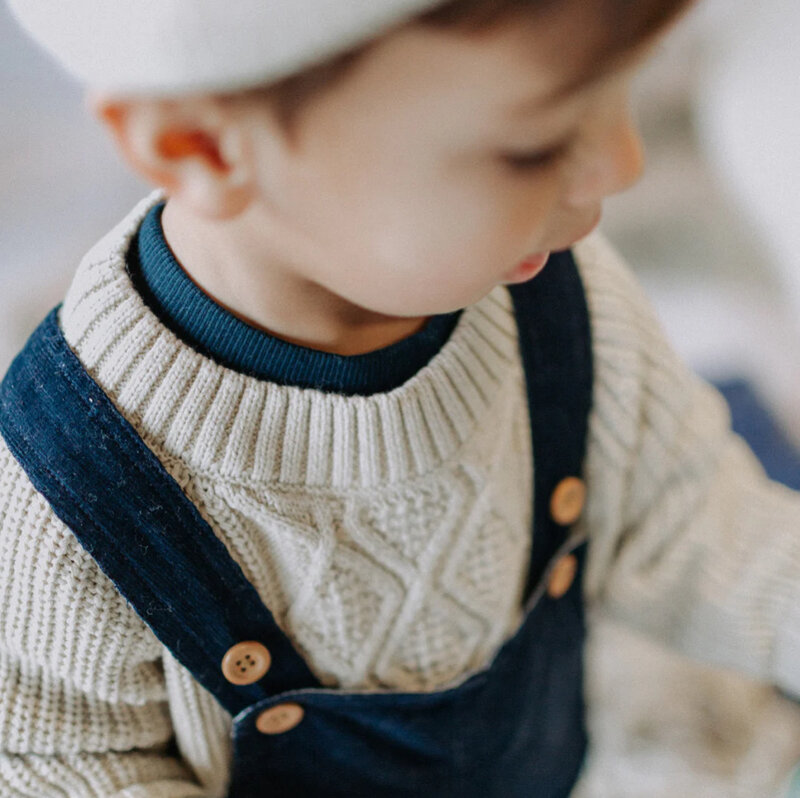 Souris Mini Navy relaxed overalls in corduroy