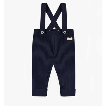 Souris Mini Navy knitted pants with straps in cashmere imitation