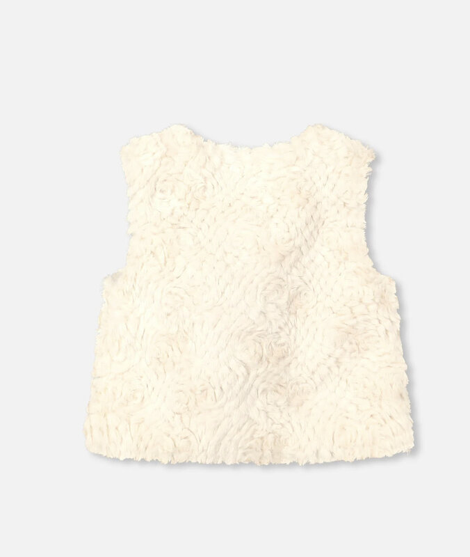 Deux Par Deux Faux Fur Vest Off White