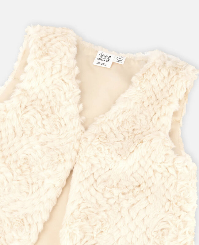 Deux Par Deux Faux Fur Vest Off White