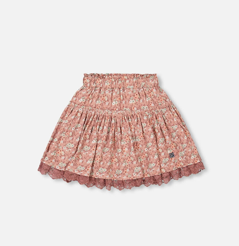 Deux Par Deux Printed Woven Skirt Dusty Mauve Floral Print