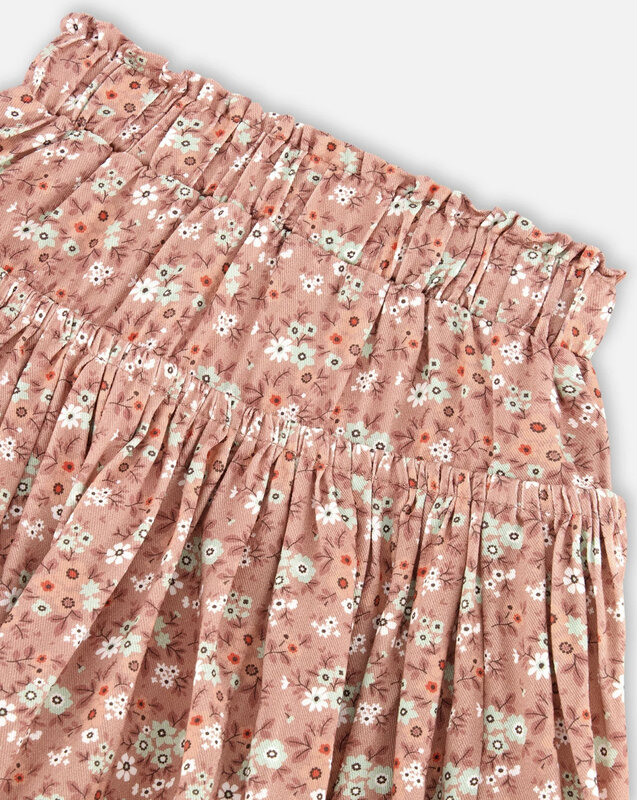 Deux Par Deux Printed Woven Skirt Dusty Mauve Floral Print