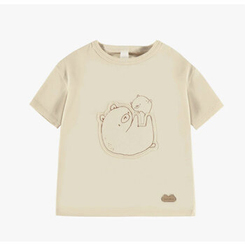 Souris Mini Cream t-shirt with bears and short-sleeved in organic cotton