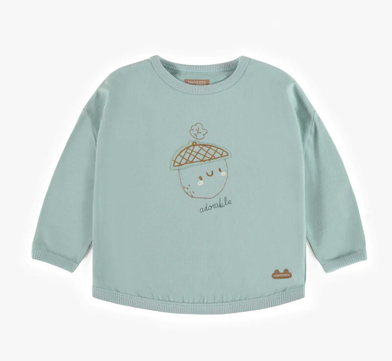 Souris Mini T-shirt turquoise à manches longues en doux jersey