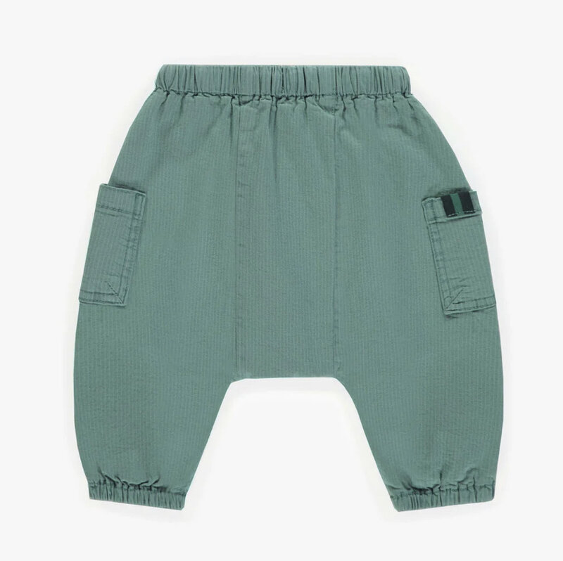 Souris Mini Pantalon vert de coupe ample en denim rayé