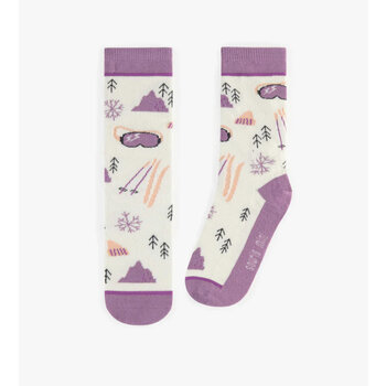 Souris Mini Chaussettes mauves avec un motif hivernal