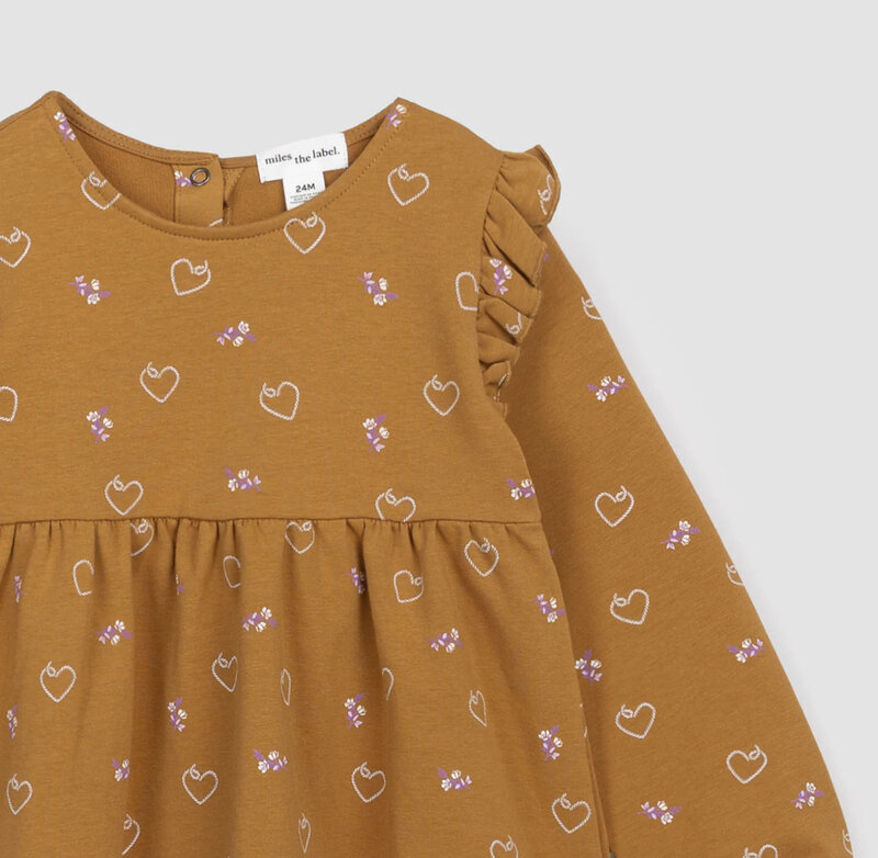 Miles the label Lasso Heart Print Terry Dress - Dijon