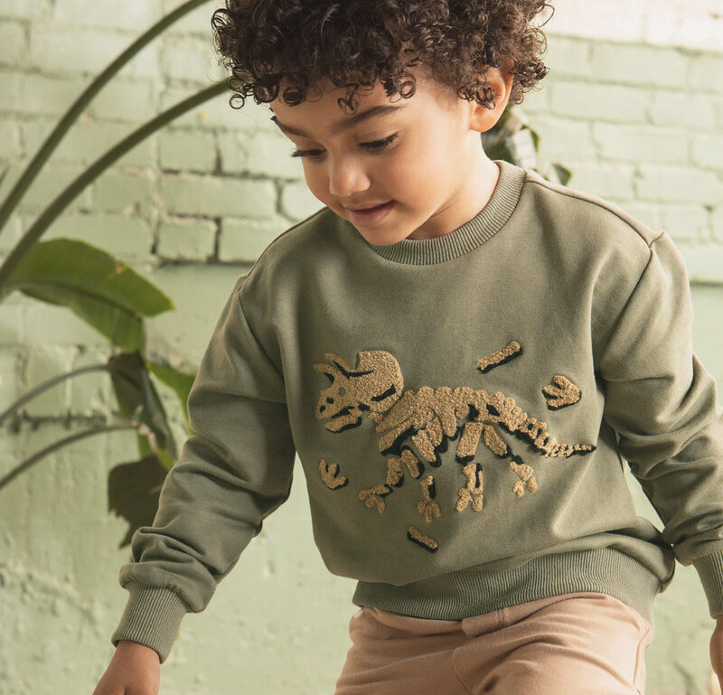 Miles the label Tri Fossil Chenille Embroidered Sweatshirt Baby