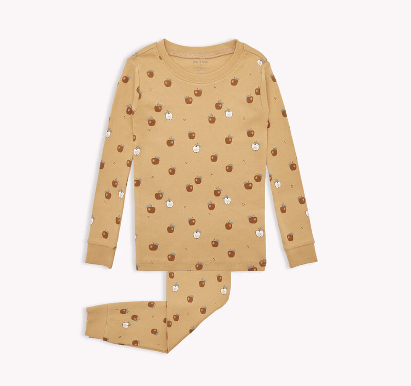 Petit Lem Amber pyjama set with golden apple print