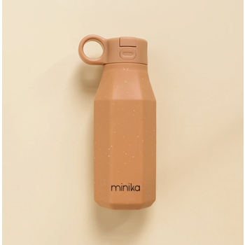 Minika Bouteille d'eau en silicone avec paille et couvercle en plastique - Almond