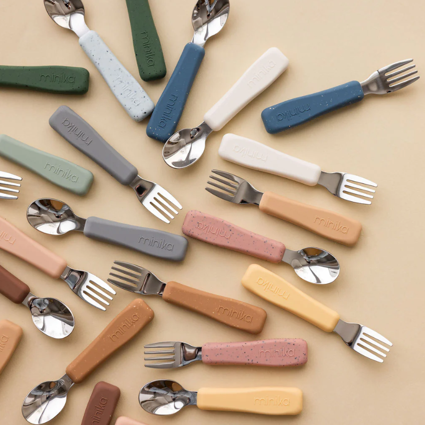 Minika Ensemble d'ustensiles avec poignée en silicone - Sage