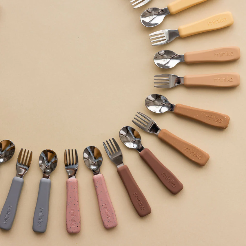 Minika Ensemble d'ustensiles avec poignée en silicone - Stone