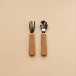 Minika Ensemble d'ustensiles avec poignée en silicone - Almond