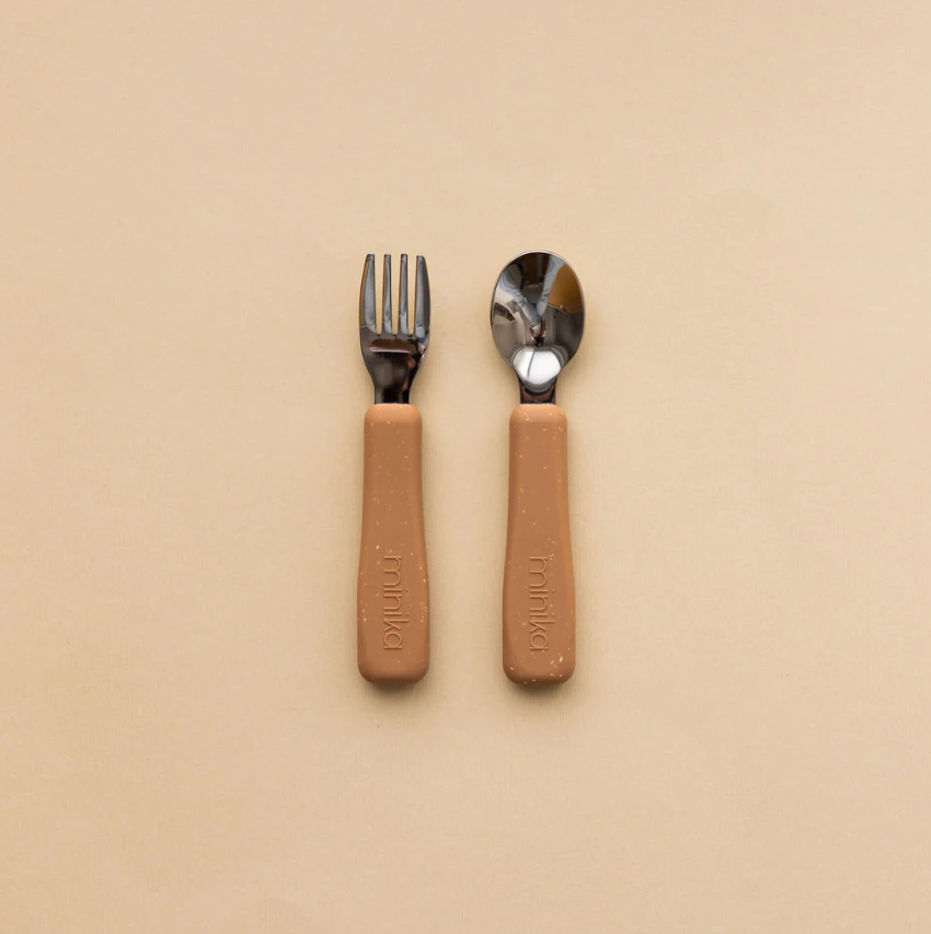 Minika Ensemble d'ustensiles avec poignée en silicone - Almond