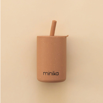 Minika Verre avec paille en silicone - Almond