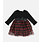 Deux Par Deux Black Long Sleeve Dress With Tulle Skirt Buffalo Plaid