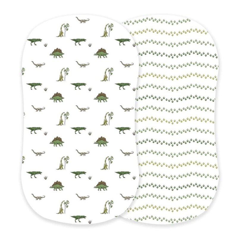 Newcastle Classics Cotton changing mat cover / bassinet sheets - Dino Days et Dino Feet