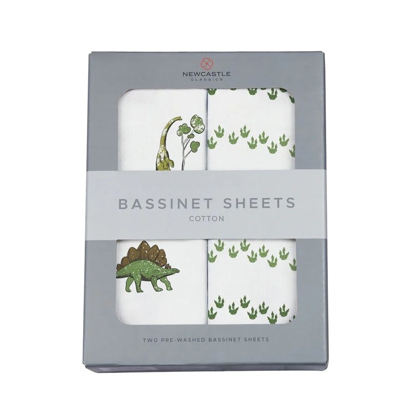 Newcastle Classics Cotton changing mat cover / bassinet sheets - Dino Days et Dino Feet